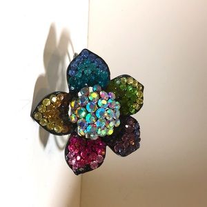 Multi color stoned flower hinged braclet